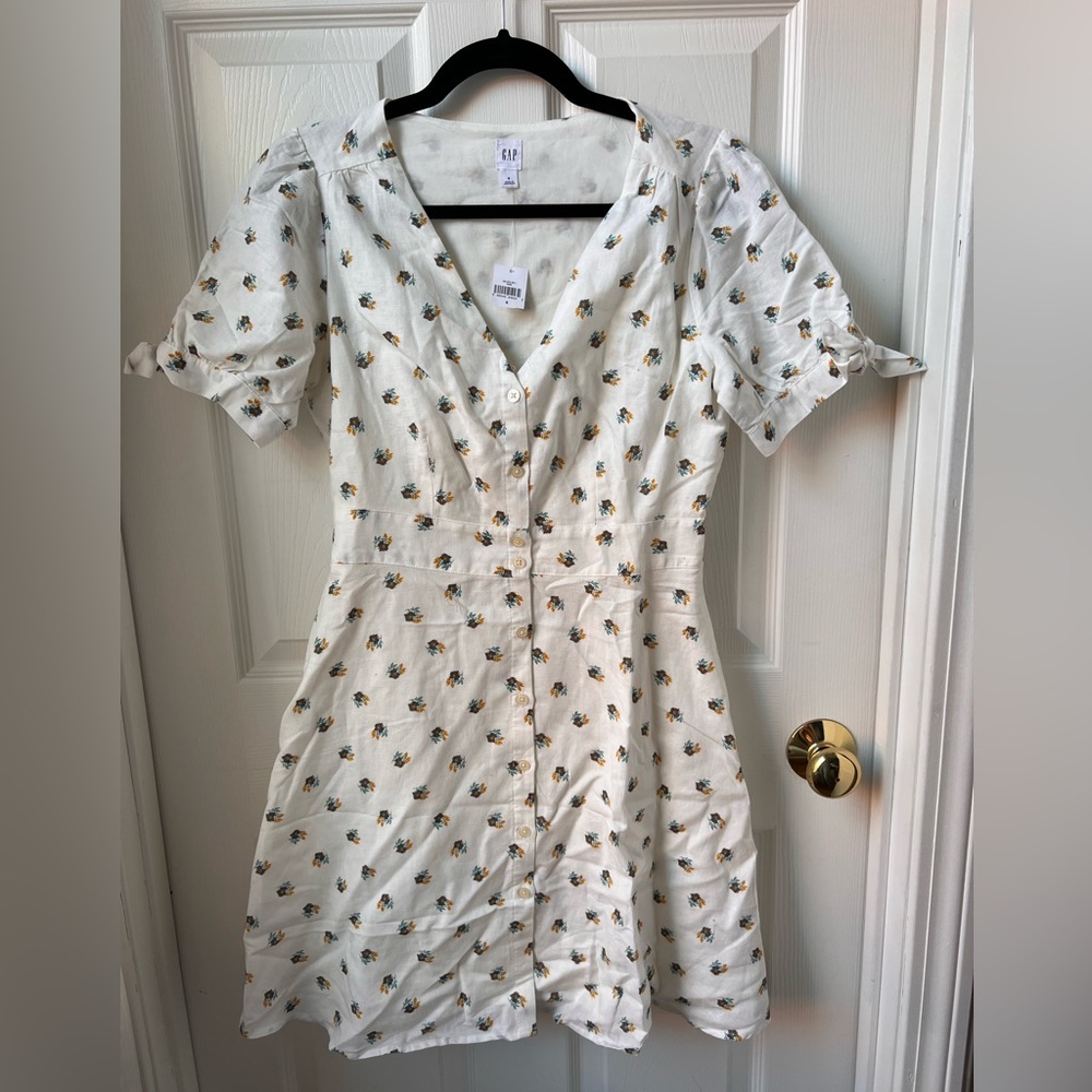 White Floral Button Up Sundress